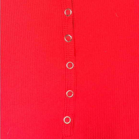 Rue21 Vibrant Red Button-Up Bodysuit - Picture 3 of 6